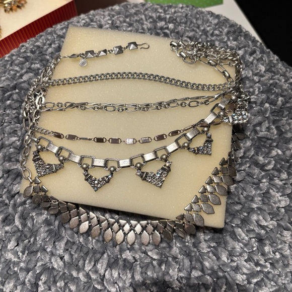 Stella & Dot Sutton Multilayered 5-way Silver Statement Necklace - Picture 2 of 12